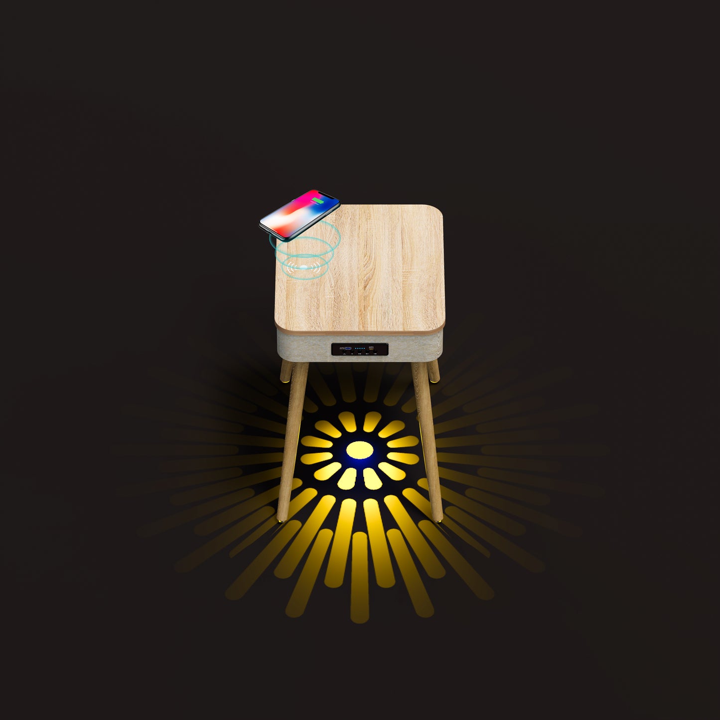 Smart Bluetooth Table Speaker with QI wireless charger and RGB light show