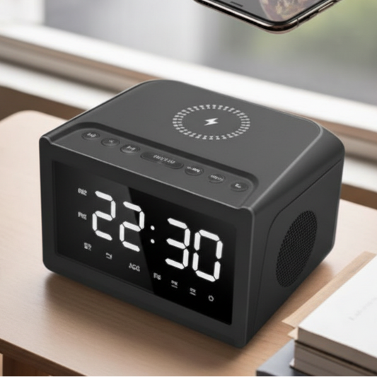 Bluetooth Clock Radio Speaker with QI wireless charger