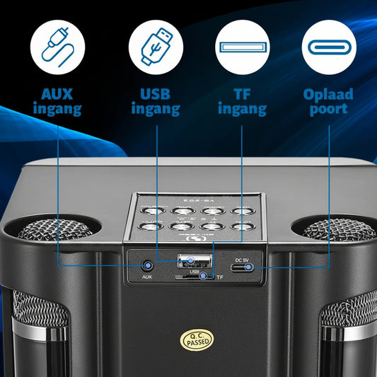 Bluetooth Karaoke Speaker W/ Dual Wireless Microphone