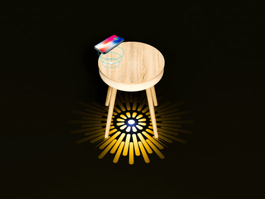 Smart Bluetooth Table Speaker with QI wireless charger and RGB light show